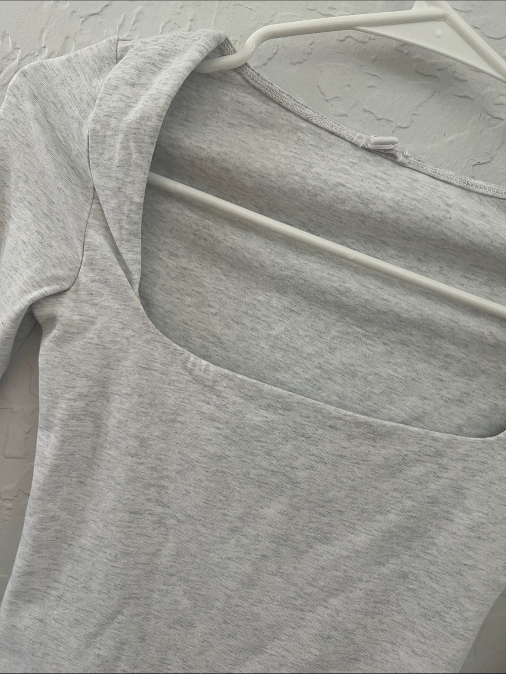 Women's Square Neck Long Sleeve Top - Light Gray from the Garage. - Picture 2 of 5